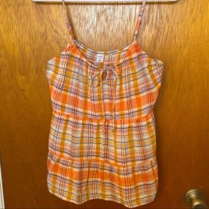 Old Navy Orange and Blue Plaid Tiered